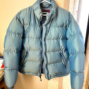 Marmot Down Puffer, Retro style/Vintage coat in a pearlescent-sea foam green, L